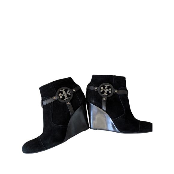 Tory Burch Aaden Wedge Soft Suede T Calf Bootie size 8.5 - Picture 5 of 7